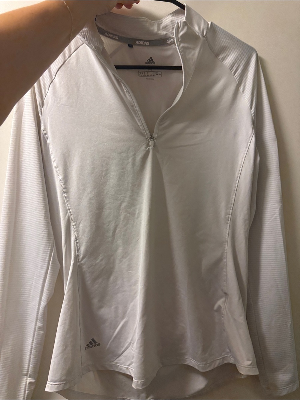 adidas White Women's Long-Sleeve Quarter-Zip Top